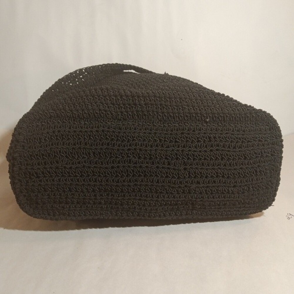 Vintage Black Crochet Pattern Two Handle Shoulder Bag - Picture 7 of 8